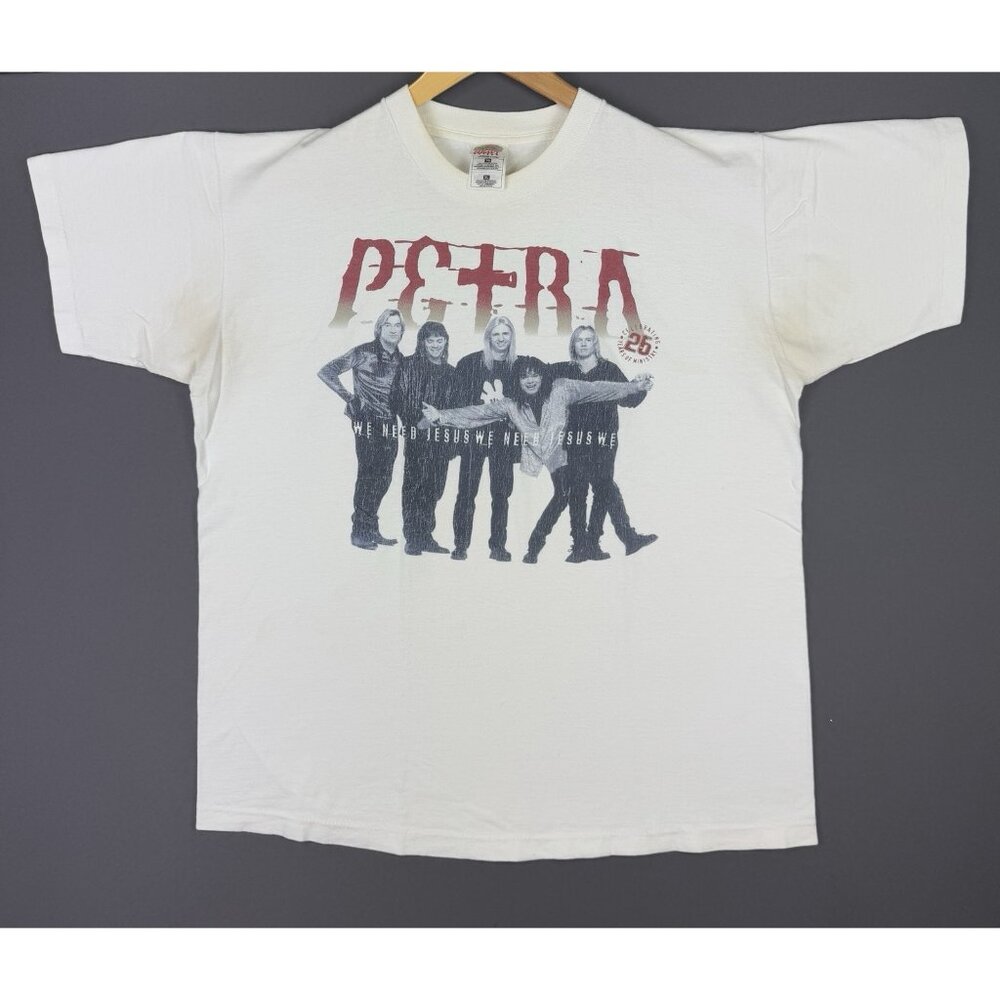 Vintage 1997 Petra Band Tee We Need Jesus Tour Concert White Promo Shirt Rare XL